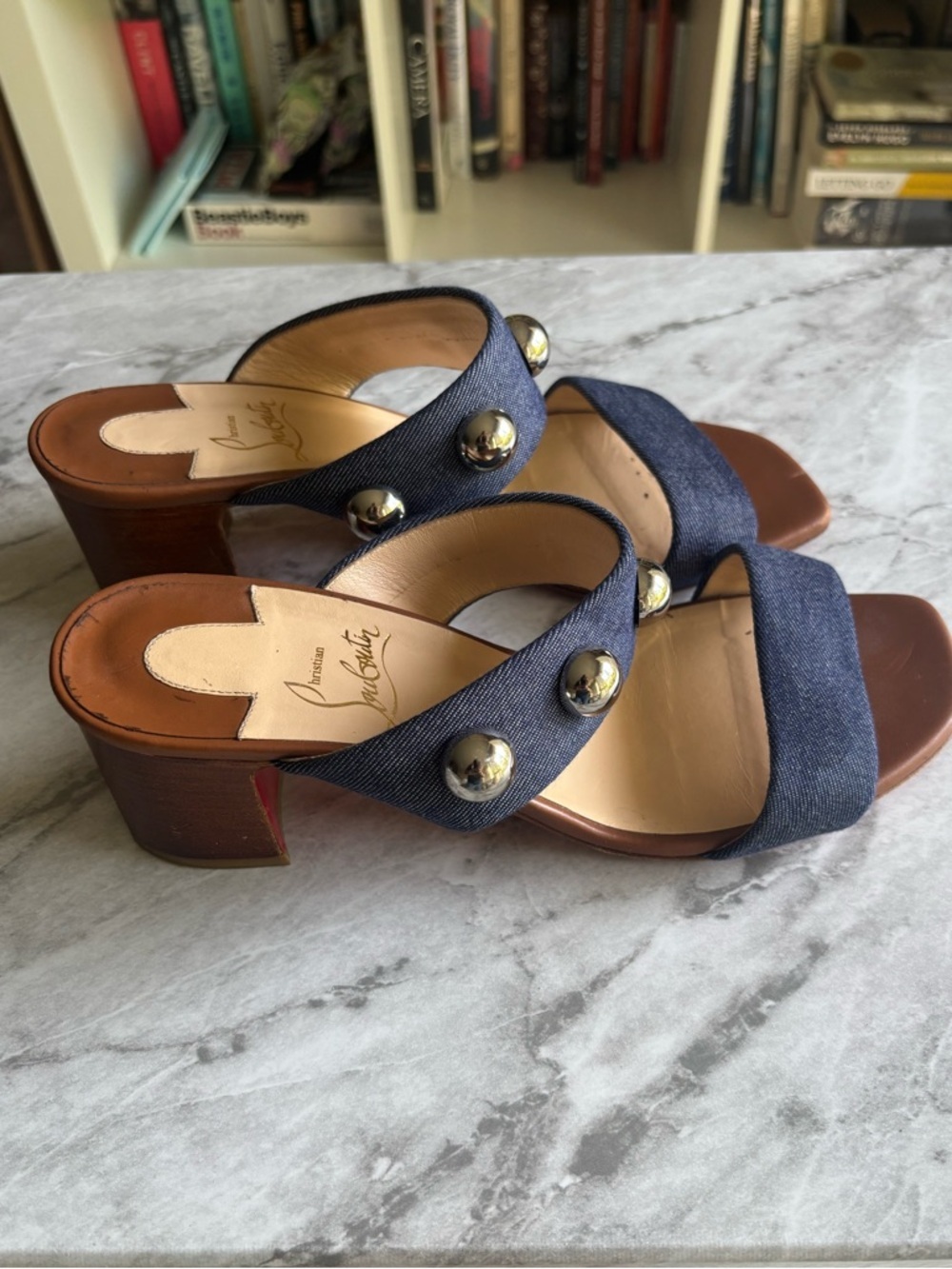 Christian Louboutin Denim Simple Bille Sandal Blue Size 38